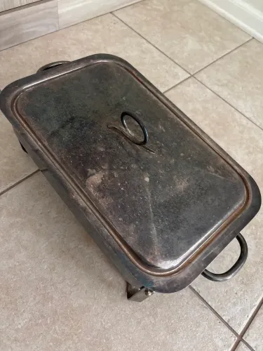 Réchaud de Prata Luxo (precisa ser limpo, devido ao tempo fica manchado, mas só limpar)