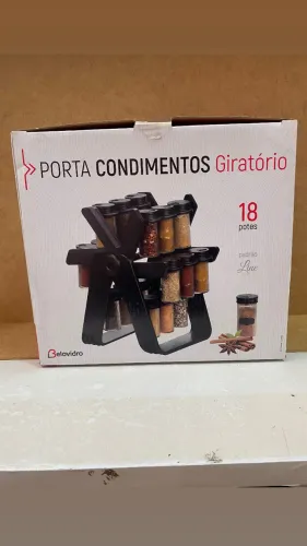 Porta-condimentos giratório Belovidro com 18 potes de vidro, novo