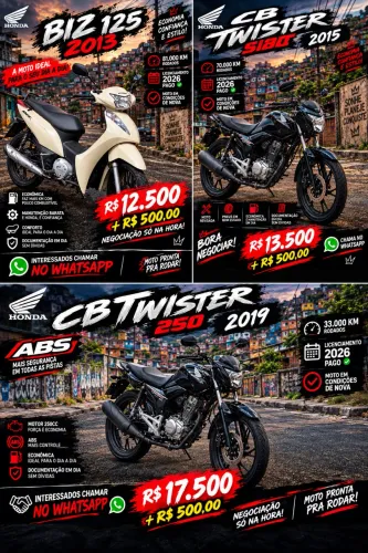Cb Twister 250/ start 150 fardada 2015/biz 125 2013