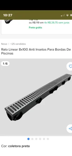 Ralo Linear 1MetroX8CM Grelha INOX 