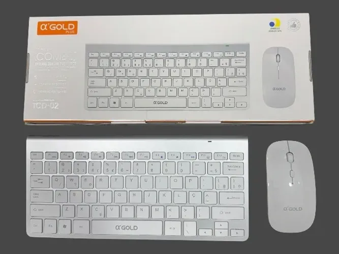 Kit Teclado e Mouse Sem Fio 2.4ghz A'Gold - Design Slim e Ergonômico