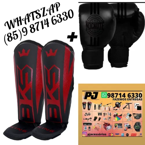 Kit. Par luvas boxe e caneleiras UFC MMA muay thai.  Entrega grátis 
