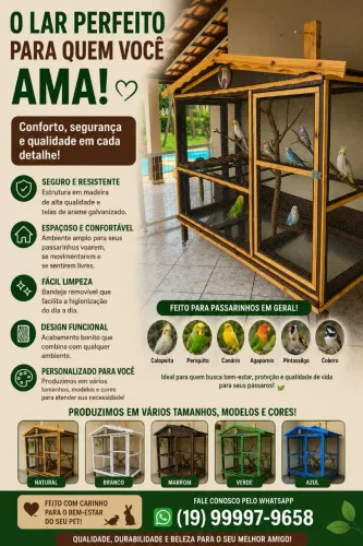Viveiros para passarinhos e pets em geral
