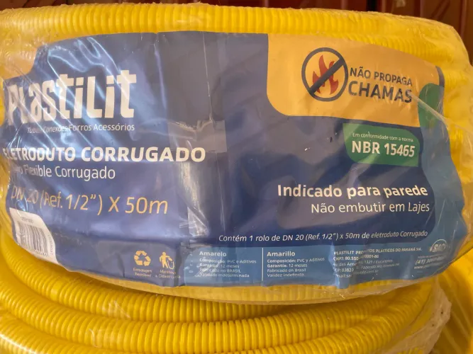 Eletroduto Corrugado 20mm, 50 metros Plastilit