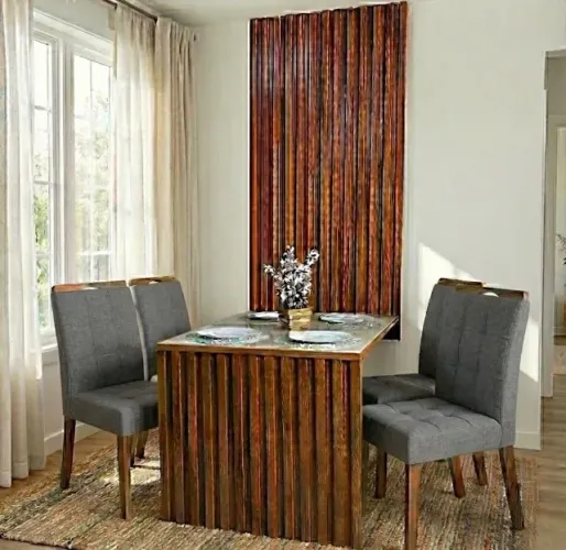 Conjunto Sala de Jantar Montello 1,20 m com 4 Cadeiras Linho Cinza Grafite