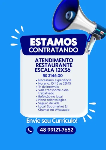Atendimento restaurante - 12x36