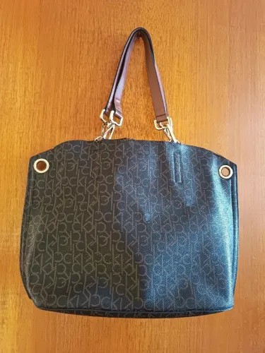 Bolsa Calvin Klein Unlined Monogram Tote Marrom