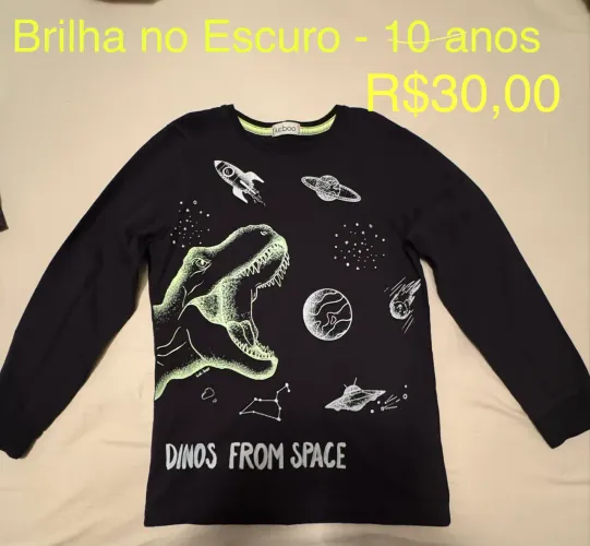 Camisa infantil 10 anos - Brilha no escuro