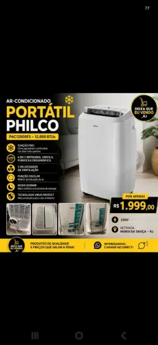 Ar portátil Philco R$1999,00 usado 1 vez Retirada Maria da Graças