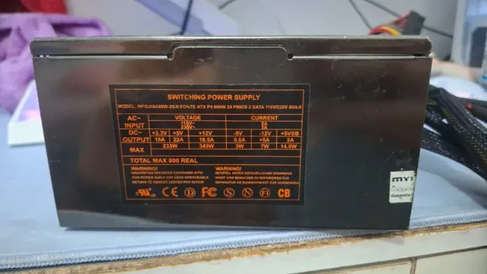 Fonte De Alimentação Atx Mymax Mpsu/a600w-2s31 600w