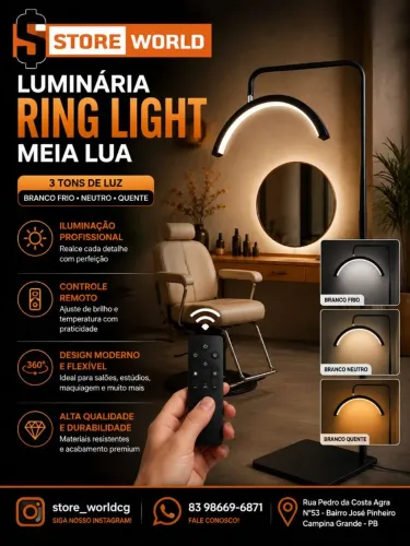 Ring light Meia Lua Profissional - loja Store World