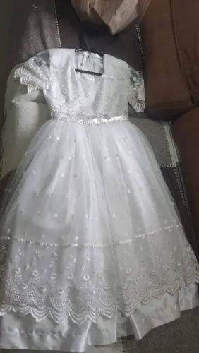  Vestido Infantil  Branco Festa Daminha Batizado Renda Tamanho 10