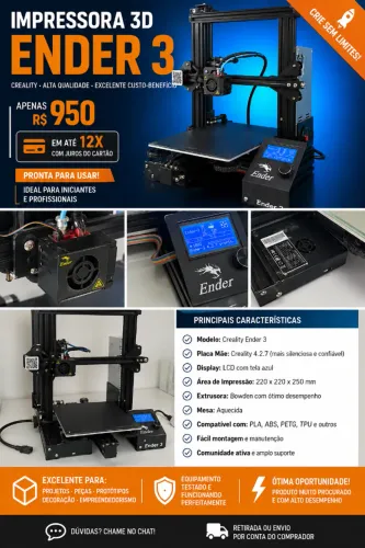 Impressora 3D Creality Ender 3 ? Placa 4.2.7 ? R$ 950 em até 12x