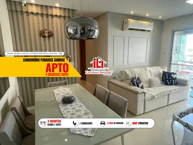Paradise Sunrise, 84m², 3 quartos sendo 1 suíte, 2 vagas, Dom Pedro