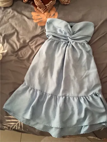 Vestido rodado azul bebê