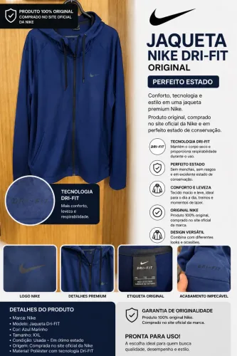Jaqueta Nike Dri-FIT azul (XXL) (GGG)
