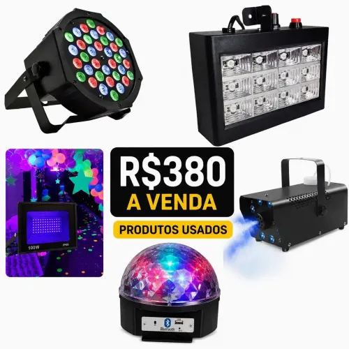 Luzes de festa e máquina de fumaça
