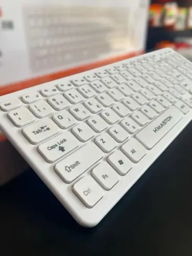 Kit Teclado e Mouse Sem Fio Slim H'Maston KB520 Branco ABNT2