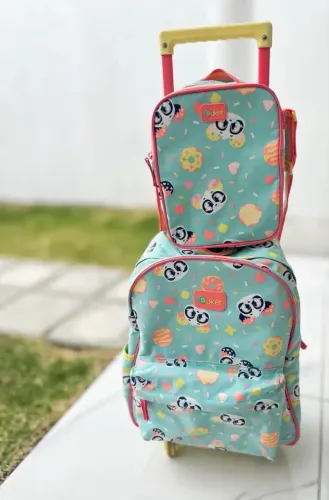 KIT MOCHILA COM RODINHA + LANCHEIRA PUKET