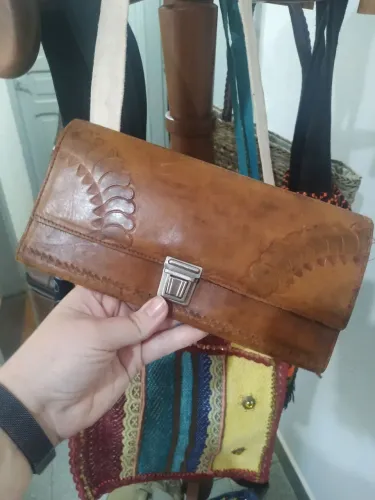Carteira Clutch Vintage Em Couro Legítimo Trabalhado Anos 70/80