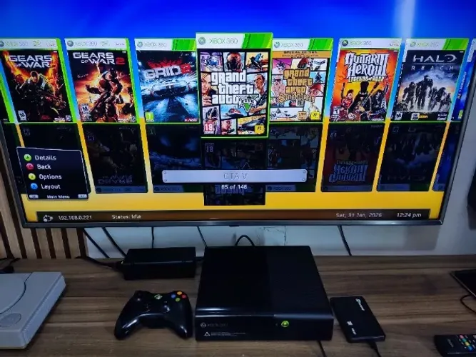 xbox 360 s slim desbloqueio xploit jtag , hd com 340 jogos.