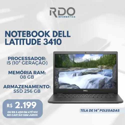 Notebook Dell Latitude 3410 i5 10ª 8GB SSD 256GB 14" - Notebook Potente & Rápido