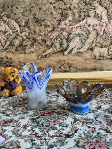 Par de vasos murano brasileiros (tem bicadinhos) 19cm e 12cm
