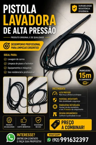 Pistola Lavadora e mangueira Alta Pressão
