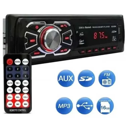 Som automotivo Rádio MP3 player Bluetooth led usb