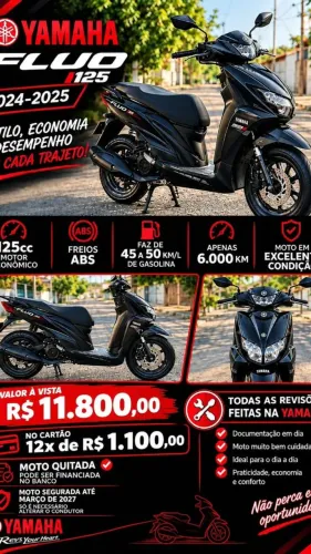 YAMAHA Fluo 2025/2026 125 ABS moto muito econômica "DIVIDO NO CARTÃO"