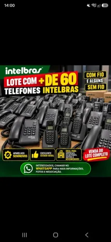 Lote com mais de 60 aparelhos de mesa e também alguns sem fio intelbras