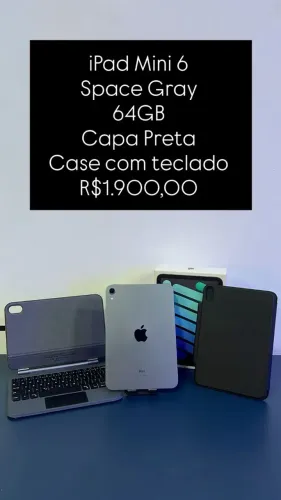 Seminovo: iPad mini 6 / Space Gray / 64 GB / Capa Preta e Teclado - Loja Fisica