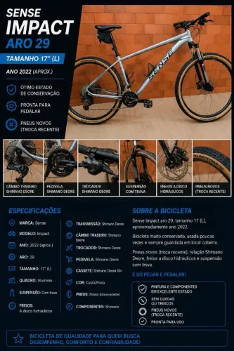 Sense Impact Aro 29 | Tam. 17 | Shimano Deore | Pneus Novos | Excelente Estado