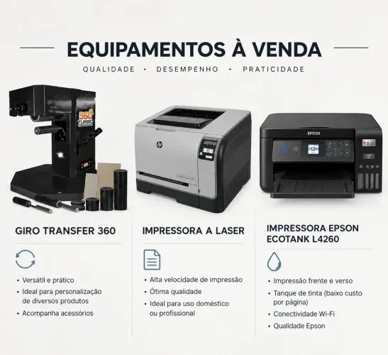 Equipamentos para personalização e impressão