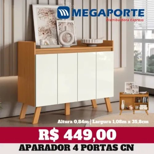 Aparador 1,08m 4 Portas (NOVO) Entrega Grátis!