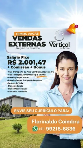 VENDEDOR (A) EXTERNO COM EXPERIÊNCIA!