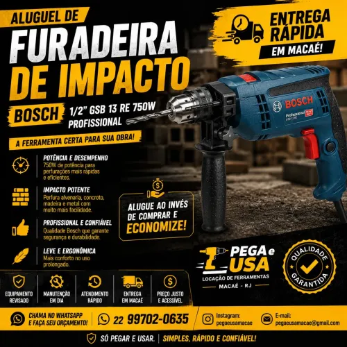 Locação Furadeira Impacto Bosch 1/2" Macaé