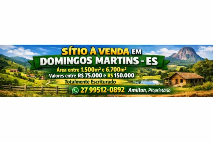 Sítios Domingos Martins-1,500m2 a 6.700m2- R$ 75mil a R$ 150mil-Aceito veículos-Oportunida