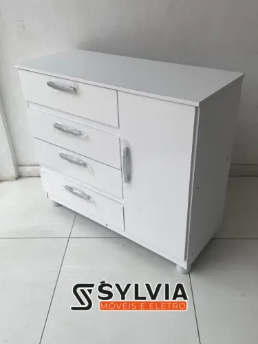 CÔMODA 4 GAVETAS COM SAPATEIRA DE MDF