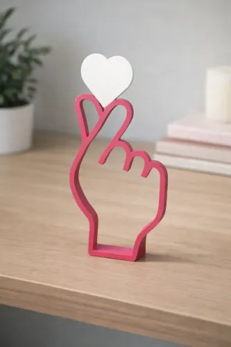 Sinal Coreano Eu te amo Decoração de Mesa Dorama
