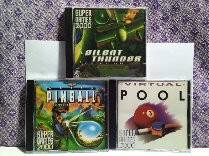 Lote 3 Jogos Pc Col. Super Games 2000 - Virtual Pool, Ultra Pinball E Silent Thunder