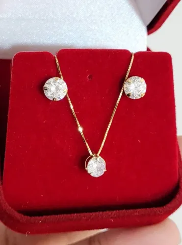 Conjunto Ponto de luz Ouro 18k DESCONTO