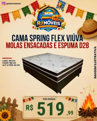 Cama spring flex viúva molas ensacadas e espuma D28