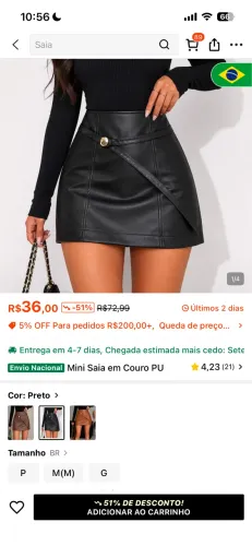 Mini-saia em Couro TAM 40.