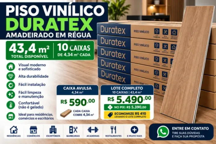 Piso Vinílico Duratex Amadeirado - R$ 590/Caixa ou Lote 43,4 m²