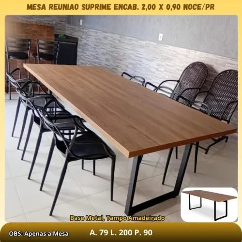 Mesa de Reunião 2 Metros Luxo Nova Na Caixa - Entrega e Monta