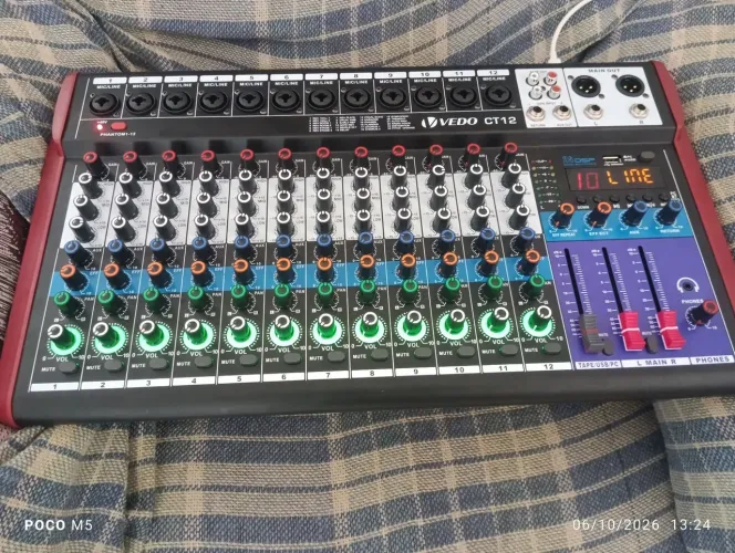 MESA DE SOM VEDO 12 CANAIS COMBO P10/ XLR 