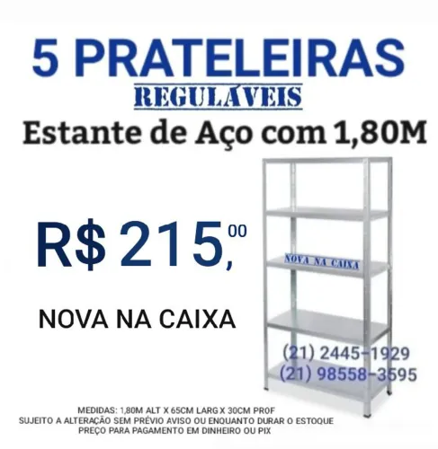 Kit 5 Prateleiras Estante de Aço | Somente Produtos Novos