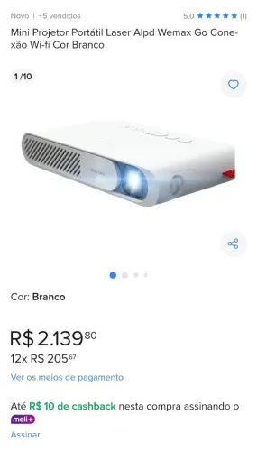 Mini Projetor Portátil Laser Alpd Wemax Go Cone- xão Wi-fi com suporte e tela reflexiva