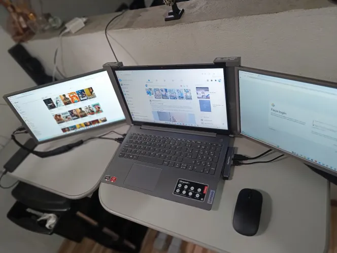 Notebook com tela tripla Lenovo ideapad 3 com processador Ryzen 7